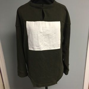 ZARA Ribbed Sweater Pullover in Olive Green